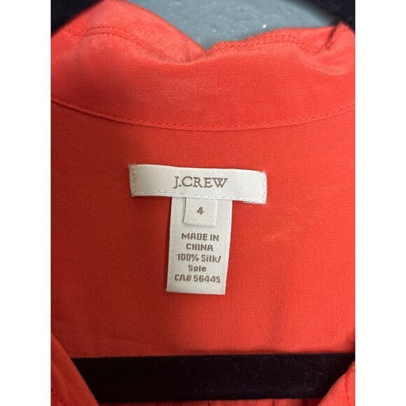 J CREW Women’s 4 Coral LUCINDA Silk Long Sleeve Button Up Top Blouse - Picture 3 of 12